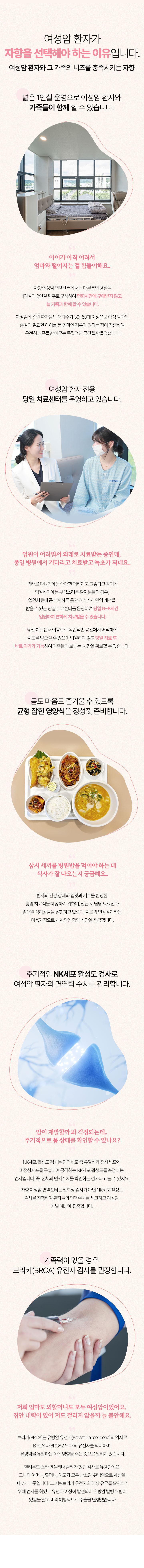 여성암 환자와 그 가족의 니즈를 충족시키는 자향
