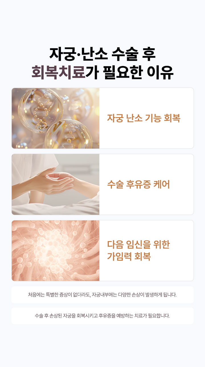 자궁 난소 수술 후 회복 치료가 필요한 이유, 자궁 난소 기능 회복, 수술 후유증 케어, 다음 임신을 위한 가임력 회복